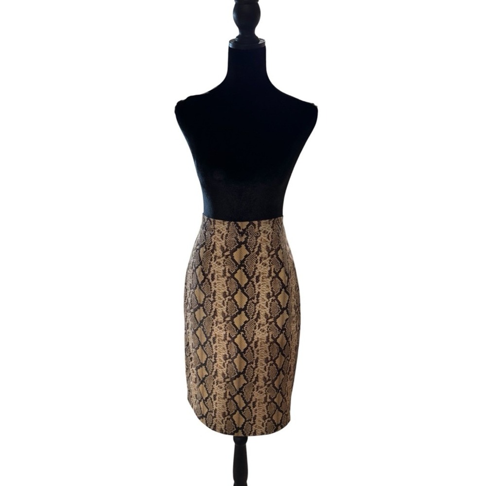 Guess by Marciano Snakeskin Pencil Skirt Brown Tan Animal Print Size 2 - Picture 1 of 6